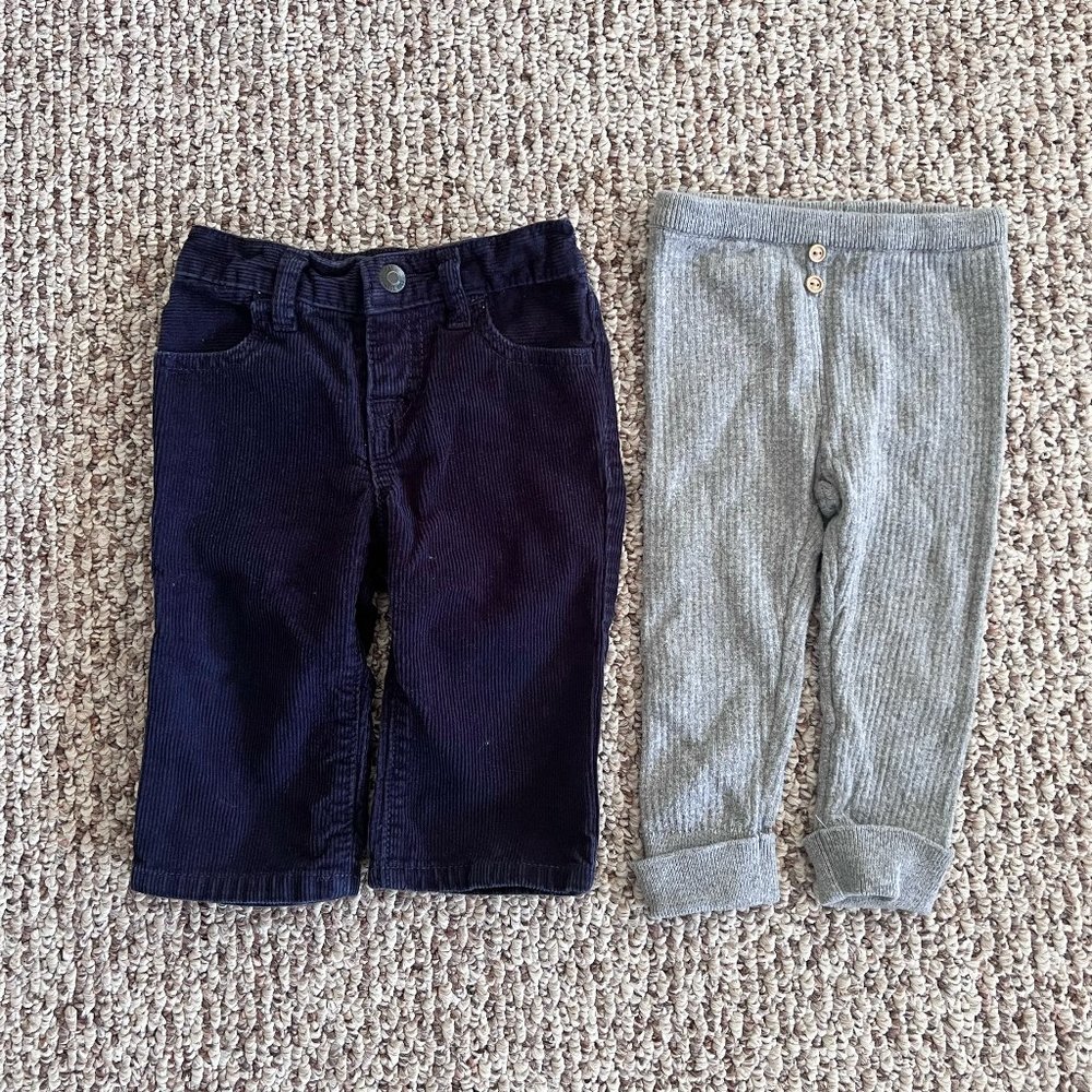 Zara Baby Leggings and Baby Gap Corduroy Pants 9-12 Months